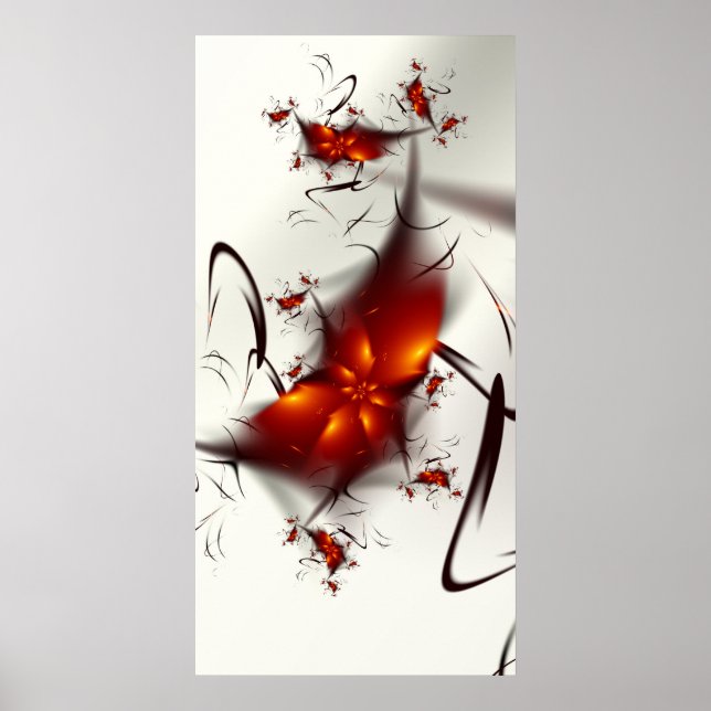 Rote Blume Schwarze Wirbel Poster (Vorne)