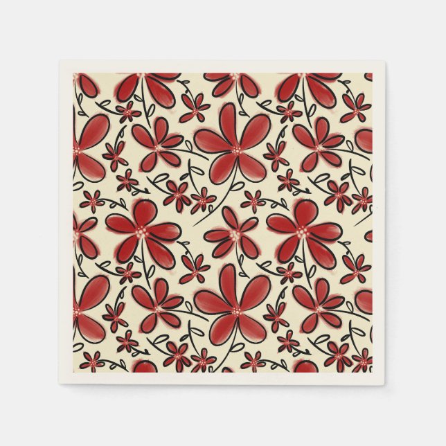 Rote Blume Serviette (Vorderseite)