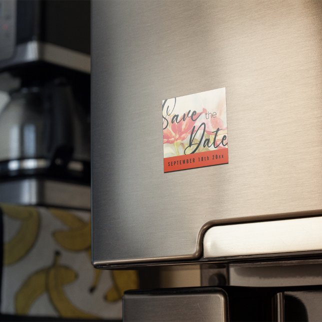 Rote Blume speichern das Datumsfenster Magnet (Red Flowers Save the Date Magnet)