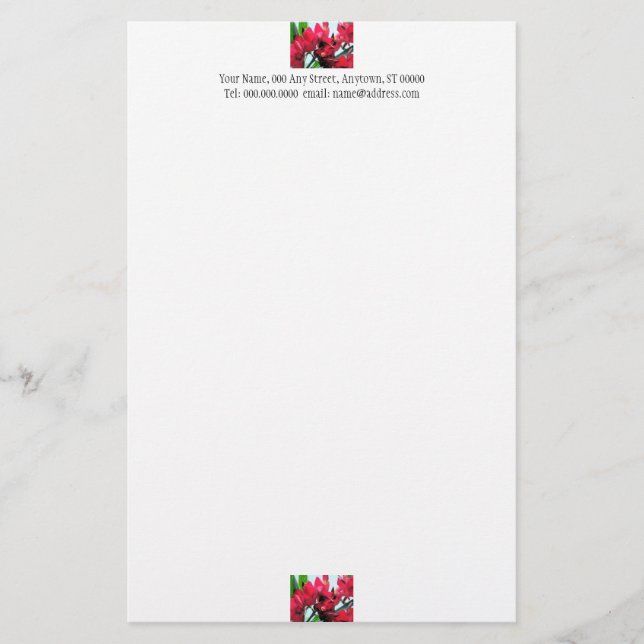 Rote Blume Stationery Briefpapier (Vorderseite)