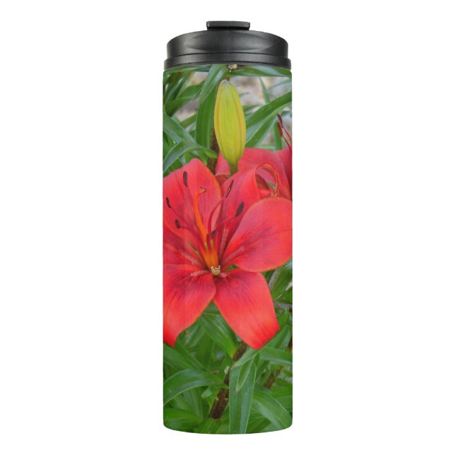 Rote Blume Thermosbecher (Vorderseite)