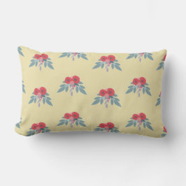 Rote Blume und grüne Blätter auf braun Lendenkissen