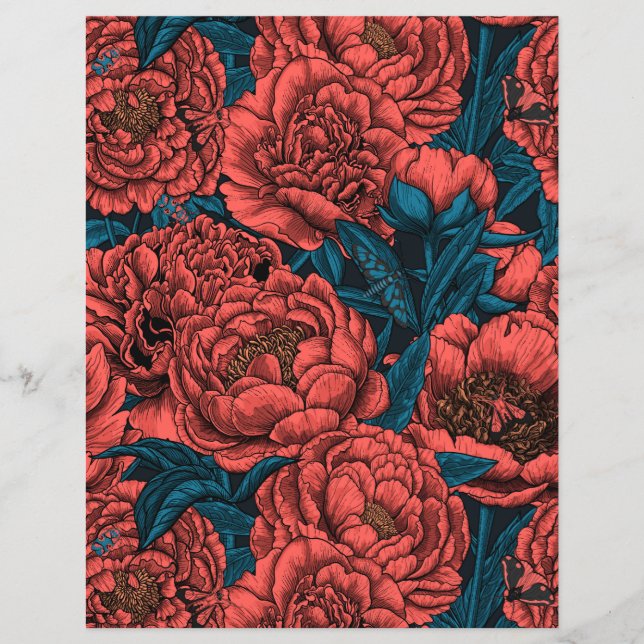 Rote Blume und Motten (Vorderseite)