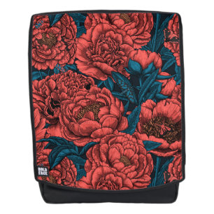Rote Blume und Motten Rucksack