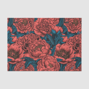 Rote Blume und Motten Seidenpapier