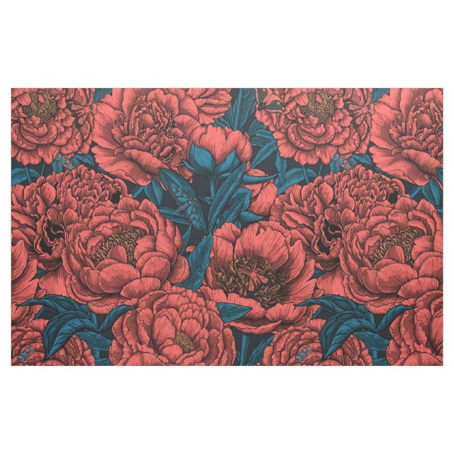 Rote Blume und Motten Stoff (Fat Quarter (45,7 x 55,9 cm))
