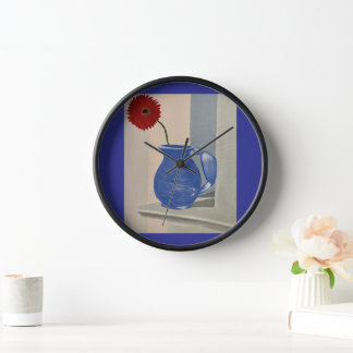 Rote Blume und Papageienuhr Uhr