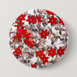 Rote Blume und silbergraue Blätter Button