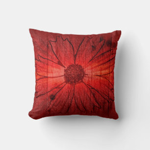 Rote Blume Vintage Art Design Abstrakt Kissen