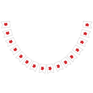 Rote Blume Vintage Kunst ・ Fett Retro-Design Wimpelkette