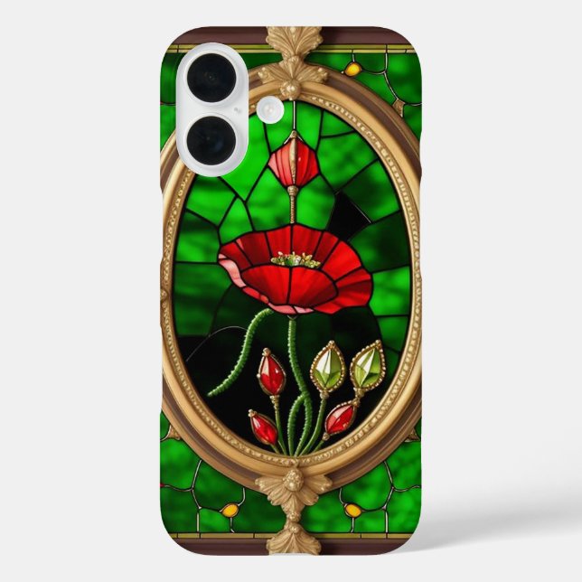 Rote Blume Vivid Gestaltete Glaskunst Case-Mate iPhone Hülle (Rückseite)