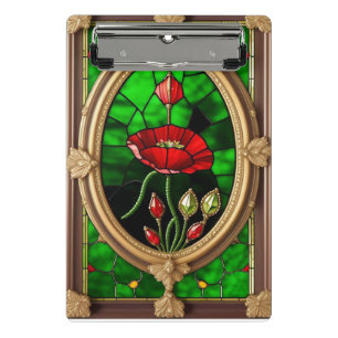 Rote Blume Vivid Gestaltete Glaskunst Mini Klemmbrett