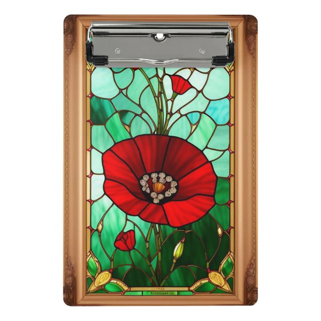 Rote Blume Vivid Gestaltete Glaskunst Mini Klemmbrett (Vorderseite)