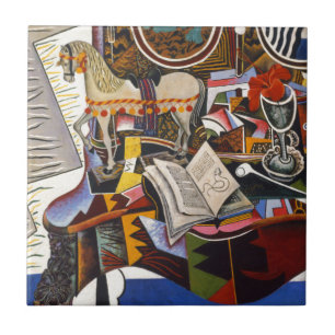 Rote Blume von Joan Miro Fliese