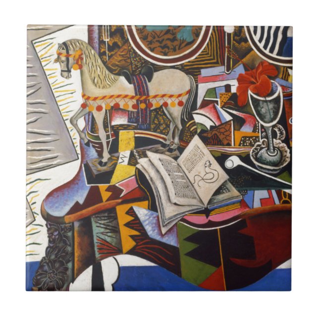 Rote Blume von Joan Miro Fliese (Vorderseite)