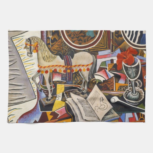 Rote Blume von Joan Miro Geschirrtuch (Horizontal)