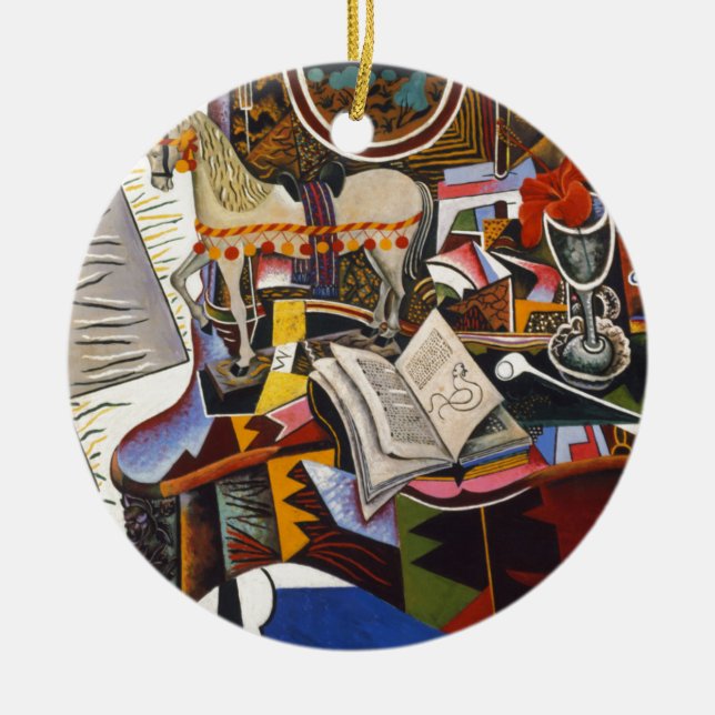 Rote Blume von Joan Miro Keramik Ornament (Vorne)