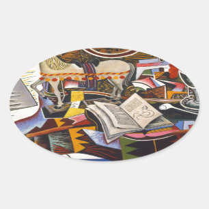 Rote Blume von Joan Miro Ovaler Aufkleber