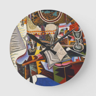 Rote Blume von Joan Miro Runde Wanduhr