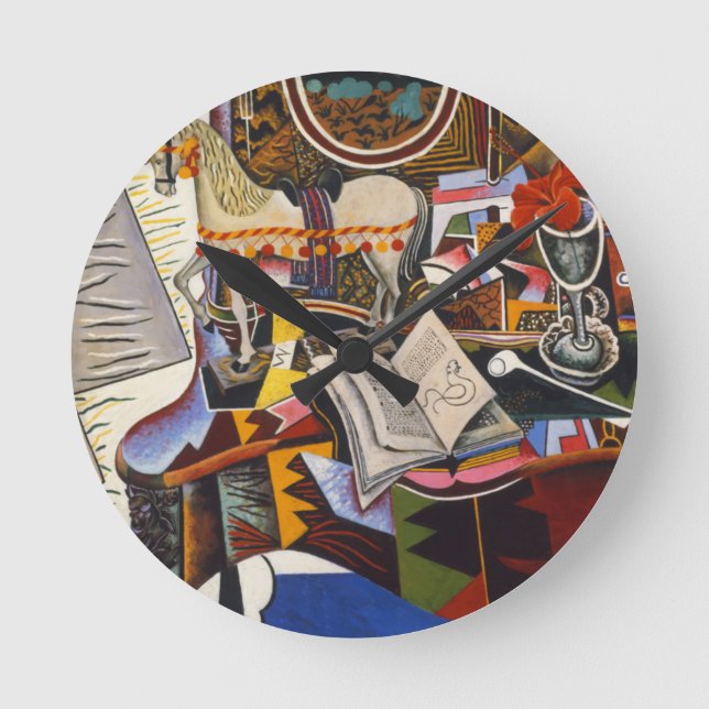 Rote Blume von Joan Miro Runde Wanduhr (Vorderseite)