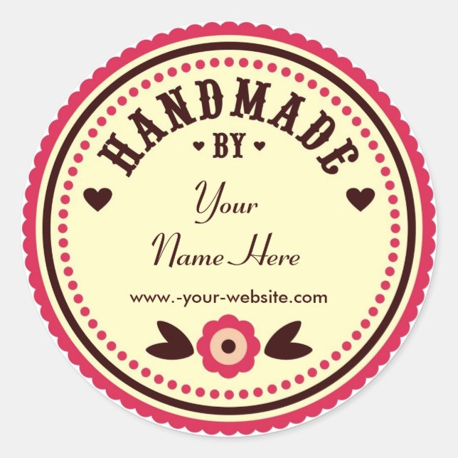 Rote Blume von Personalisierten Aufklebern handgef Runder Aufkleber (Vorderseite)