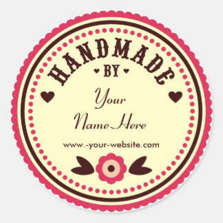 Rote Blume von Personalisierten Aufklebern handgef Runder Aufkleber