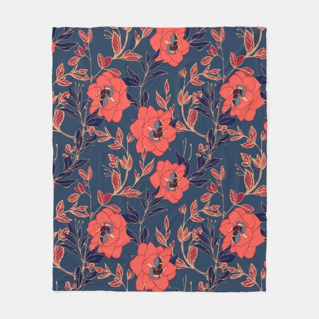 Rote Blume von Rose und Pfennig mit Blätter und p Fleecedecke (Vorderseite)