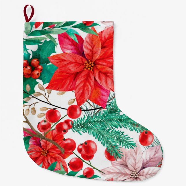 Rote Blume Weihnachtsdekorationen Großer Weihnachtsstrumpf (Vorderseite)