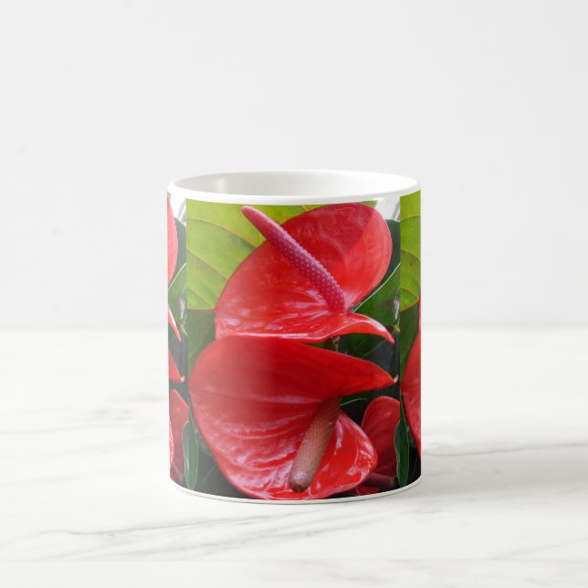 Rote Blume Weißer Kaffee Tasse (Mittel)