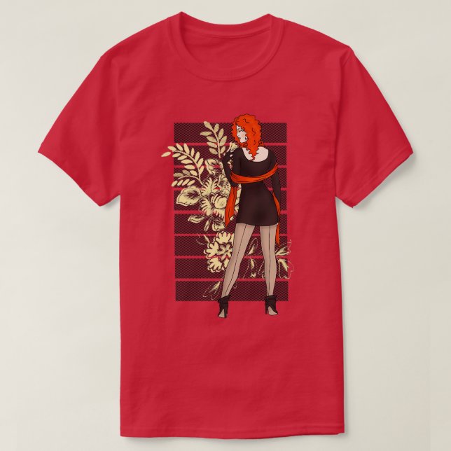 Rote Blume Winter Pinup T-Shirt (Design vorne)
