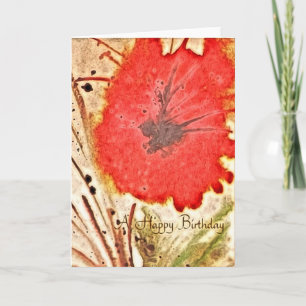 Rote Blumen Abstract Geburstag Karte