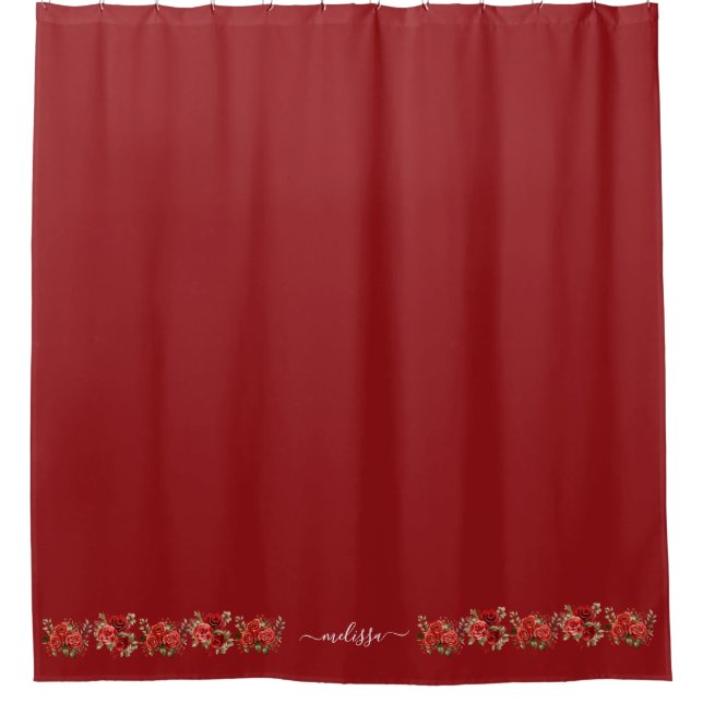 Rote Blumen am unteren Duschvorhang (Vorderseite)