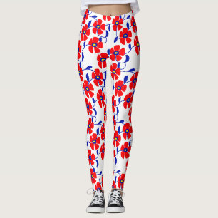 Rote Blumen Blaue Reben Leggings