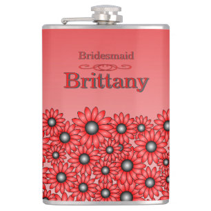 Rote Blumen Brautjungfer Flasche Flachmann