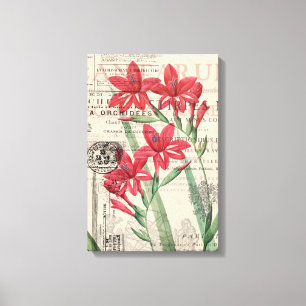 Rote Blumen-Collage Leinwanddruck