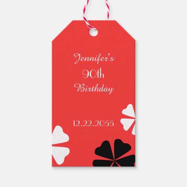 Rote Blumen danken Ihnen Geschenk-Umbauten, 2 mit Geschenkanhänger (Vorderseite)