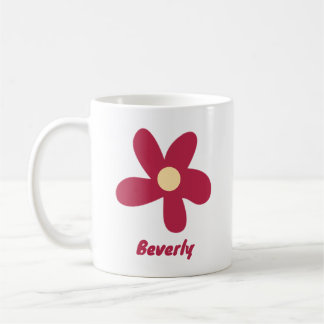 Rote Blumen-Doodle mit Namen oder anderem Text Kaffeetasse