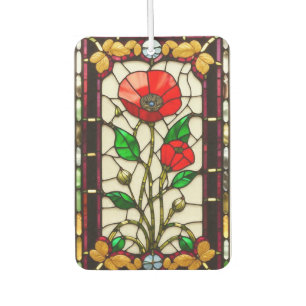 Rote Blumen Elegante Glasmalerei Autolufterfrischer