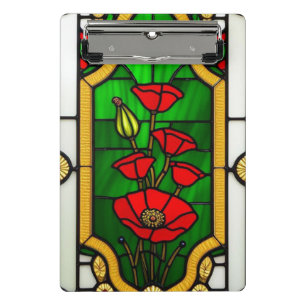 Rote Blumen Elegante Glasmalerei Mini Klemmbrett