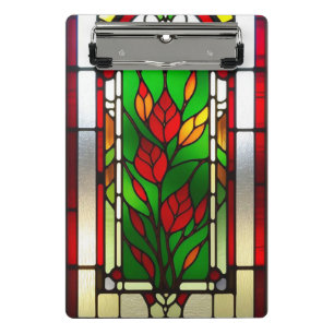 Rote Blumen Elegante Glasmalerei Mini Klemmbrett