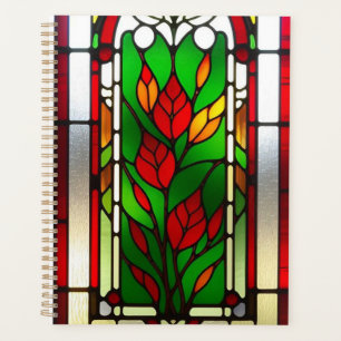 Rote Blumen Elegante Glasmalerei Planer
