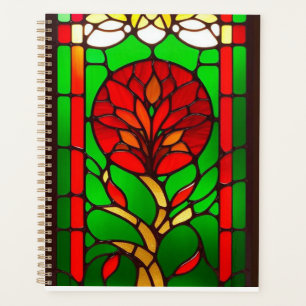 Rote Blumen Elegante Glasmalerei Planer