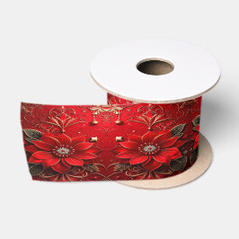 Rote Blumen-Feiertag-Satinband Satinband
