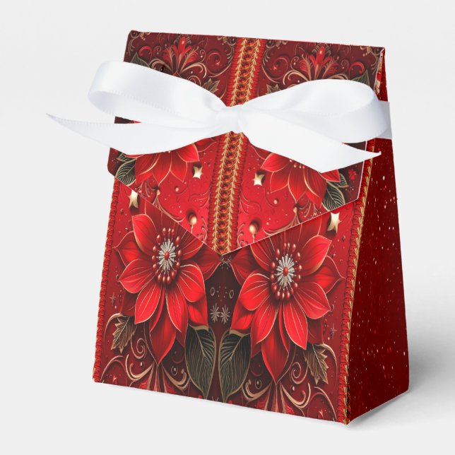 Rote Blumen-Feiertags-Geschenkbox Geschenkschachtel (Vorderseite)