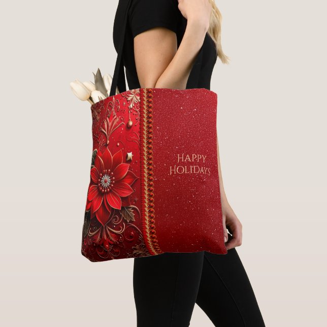 Rote Blumen-Feiertags-Tasche (Von Nahem)