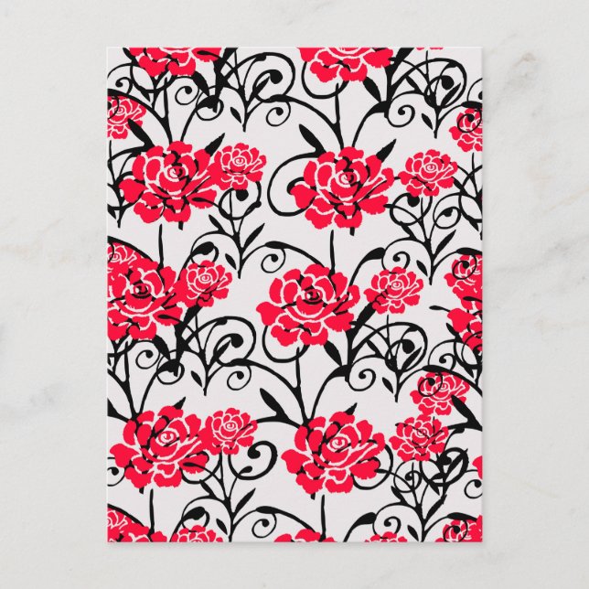 Rote Blumen Florale Illustrationsmuster Design Postkarte (Vorderseite)