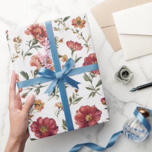 Rote Blumen Hochzeit Geschenkpapier