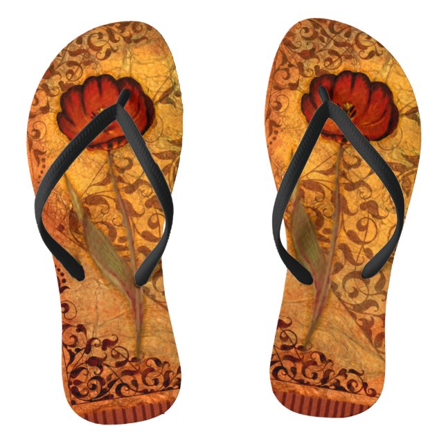 Rote Blumen I Flip Flops (Fußbett)