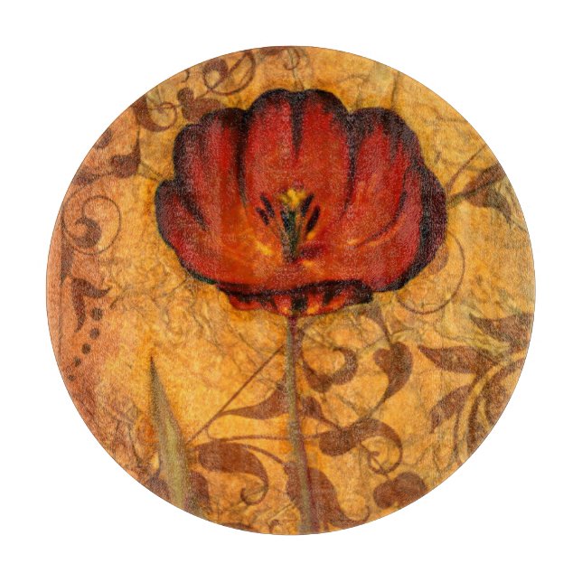 Rote Blumen I Schneidebrett (Vorderseite)