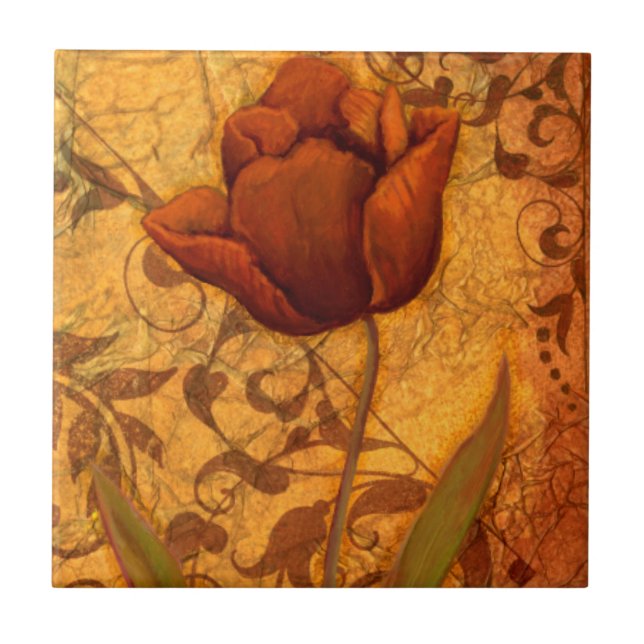 Rote Blumen II Fliese (Vorderseite)